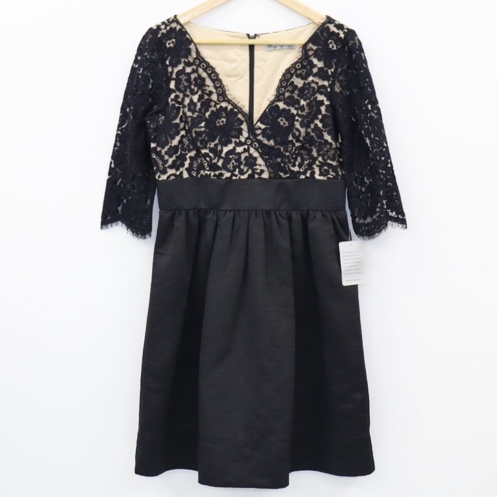 Eliza J Black Dress with Lace Sleeves-NWT